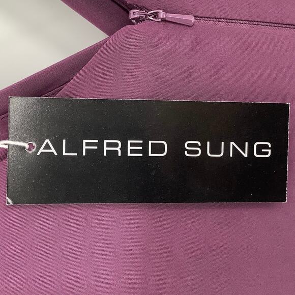 NEW! Alfred Sung Size 8 3/4 Sleeve Dress Purple Maxi Aubergine $229 msrp J2-19 - Picture 10 of 12